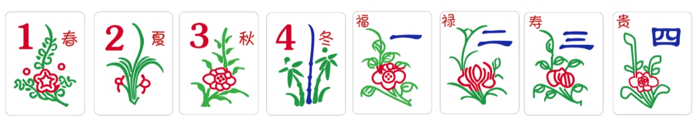 The eight Flower and season tiles