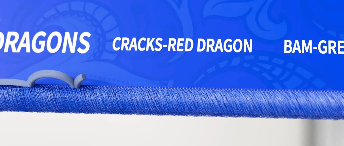 Close-up of the stitched edge and printed Dragon pairings